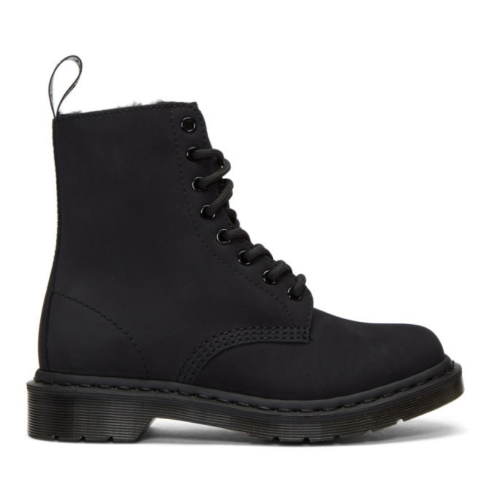Dr. Martens Black Fur-Lined Mono 1460 Boots - Picture 11 of 12